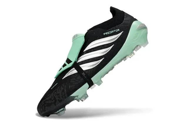 Adidas Predator Noir Vert Sans Lacets Sangle Outsole Translucide Mint Semelle Terrain Ferme Chaussures de Football 3