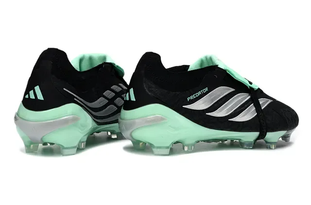 Adidas Predator Noir Vert Sans Lacets Sangle Outsole Translucide Mint Semelle Terrain Ferme Chaussures de Football 5