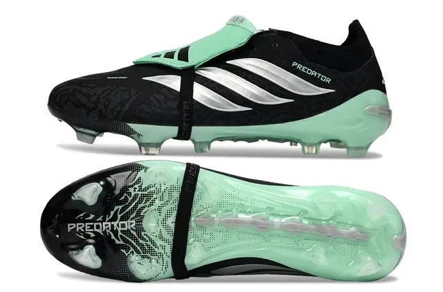 Adidas Predator Noir Vert Sans Lacets Sangle Outsole Translucide Mint Semelle Terrain Ferme Chaussures de Football 6