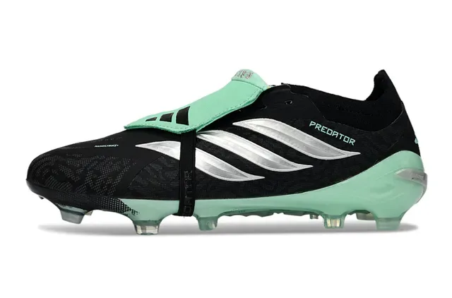 Adidas Predator Noir Vert Sans Lacets Sangle Outsole Translucide Mint Semelle Terrain Ferme Chaussures de Football 7