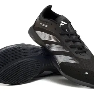 Adidas Predator Black Silver Low-Top Mesh And Synthetic Upper Indoor Soccer Shoes
