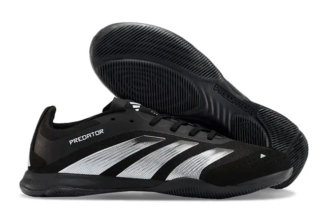 Adidas Predator Black Silver Low-Top Mesh And Synthetic Upper Indoor Soccer Shoes 5