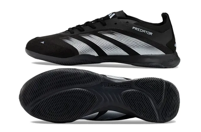 Adidas Predator Black Silver Low-Top Mesh And Synthetic Upper Indoor Soccer Shoes 6