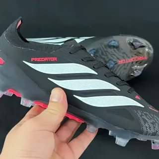 Adidas Predator Black White Red Firm-Ground Soccer Shoes