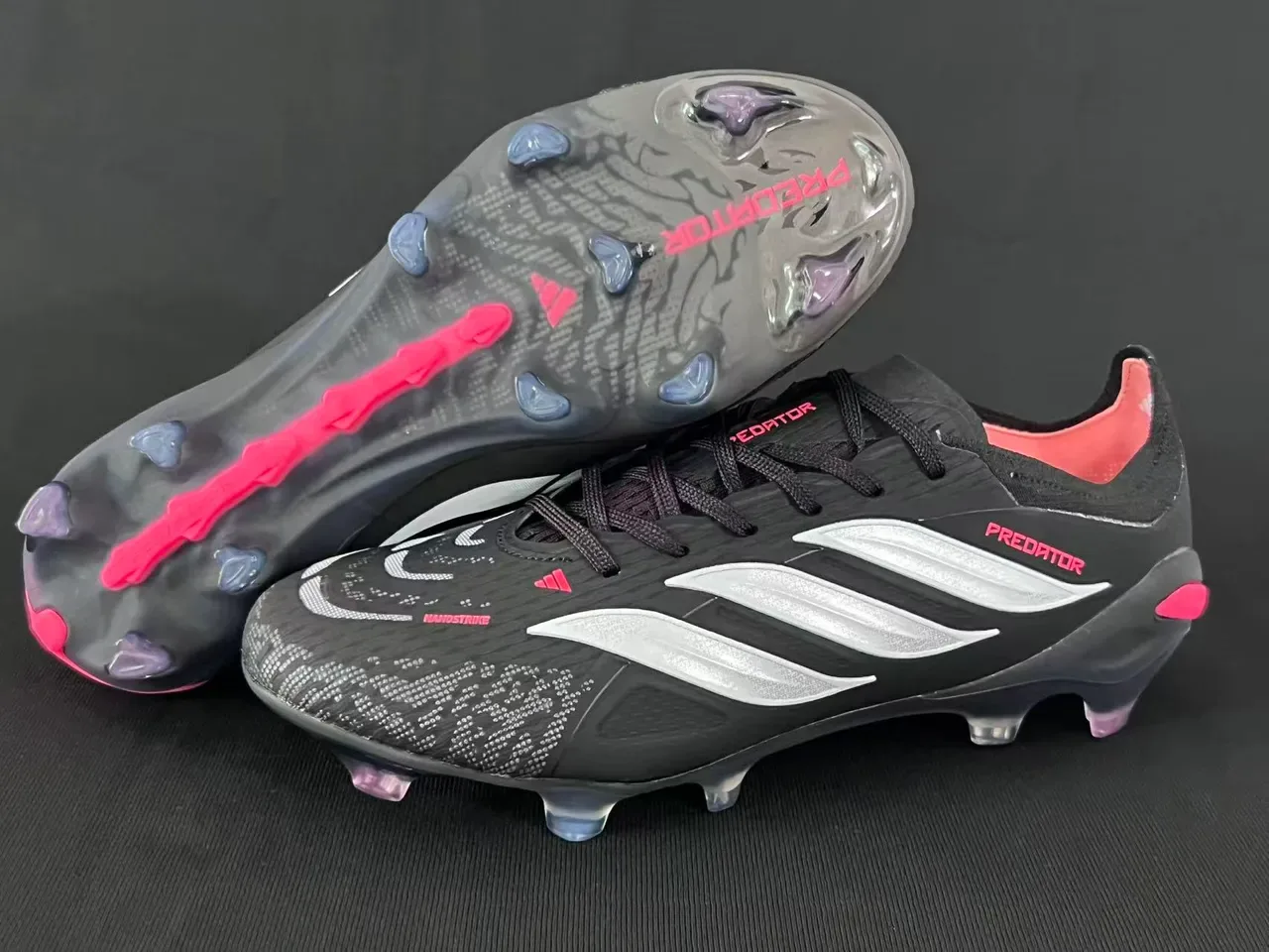 Adidas Predator Preto Branco Vermelho Firm-Ground Tênis de Futebol 7