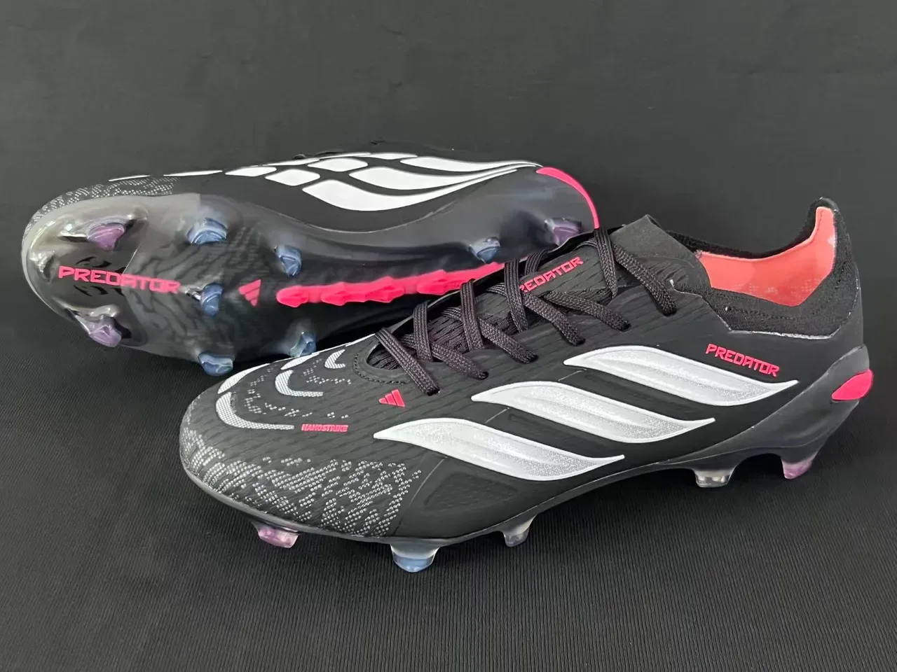 Adidas Predator Preto Branco Vermelho Firm-Ground Tênis de Futebol 8