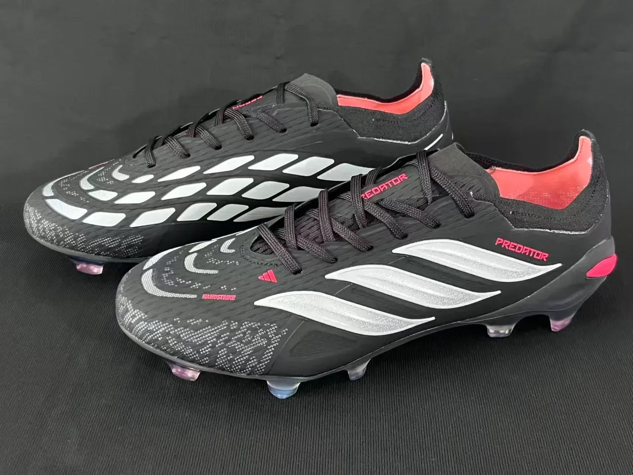 Adidas Predator Preto Branco Vermelho Firm-Ground Tênis de Futebol 9