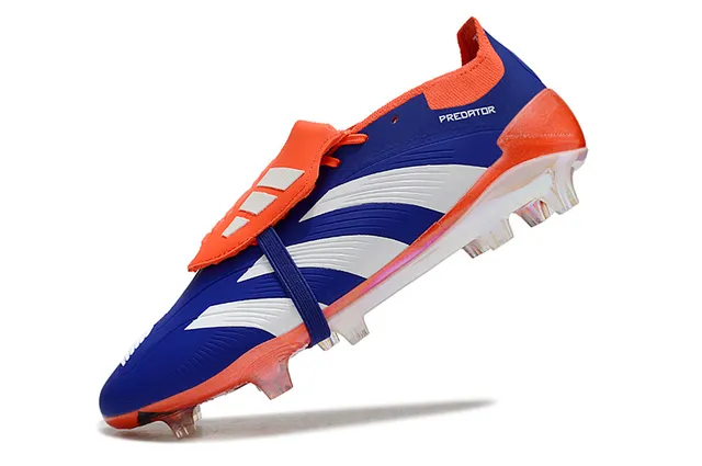 Adidas Predator Bleu Orange Sans Lacets Fermeture à Sangle Sola Iridescente Translucide Terrain Firme Chaussures de Football 3