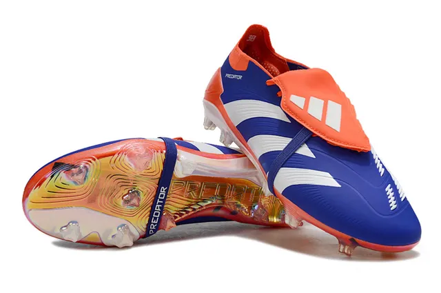 Adidas Predator Bleu Orange Sans Lacets Fermeture à Sangle Sola Iridescente Translucide Terrain Firme Chaussures de Football 4