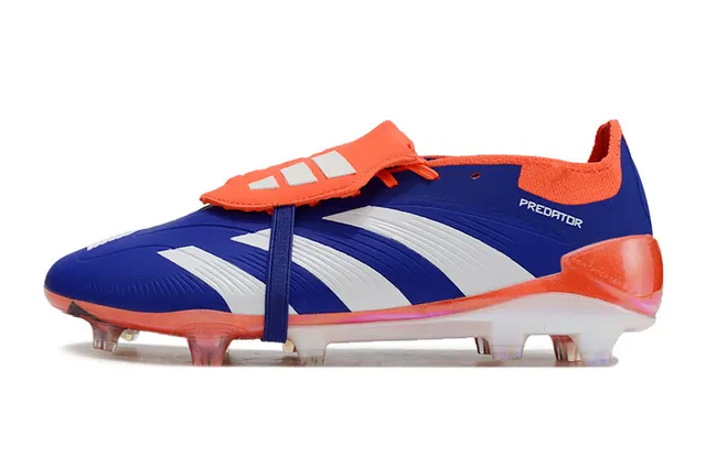 Adidas Predator Bleu Orange Sans Lacets Fermeture à Sangle Sola Iridescente Translucide Terrain Firme Chaussures de Football 7
