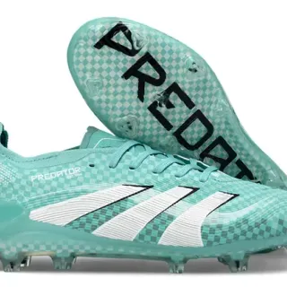 Adidas Predator Blue White Checkered Upper Texture Three Stripes Firm-Ground Soccer Shoes