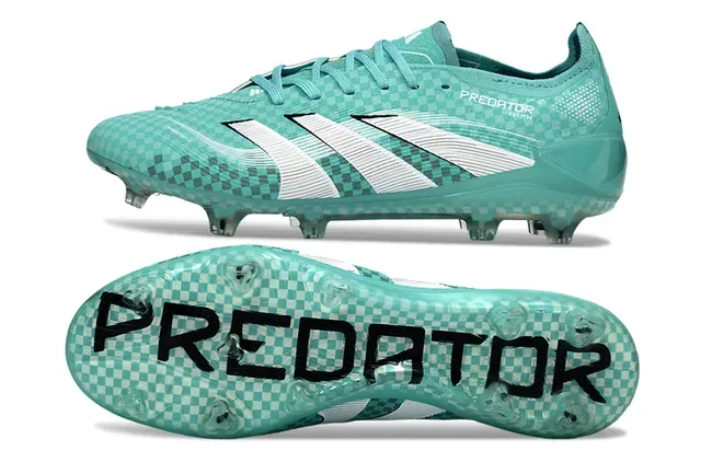 Adidas Predator Bleu Blanc Texture Supérieure à Carreaux Trois Rayures Terrain Firme Chaussures de Football 6