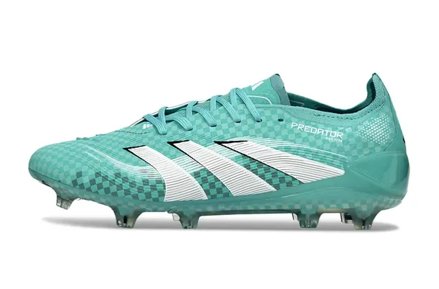 Adidas Predator Bleu Blanc Texture Supérieure à Carreaux Trois Rayures Terrain Firme Chaussures de Football 7