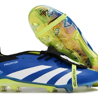 Adidas Predator Blue Yellow Low-Cut Football Boot Three-Stripe Side Paneling Firm-Ground Soccer Shoes