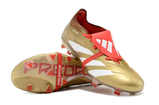 Adidas Predator 金红金属 TPU 鞋面 白色 三条纹 品牌 硬地 足球鞋 4