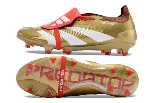 Adidas Predator 金红金属 TPU 鞋面 白色 三条纹 品牌 硬地 足球鞋 6