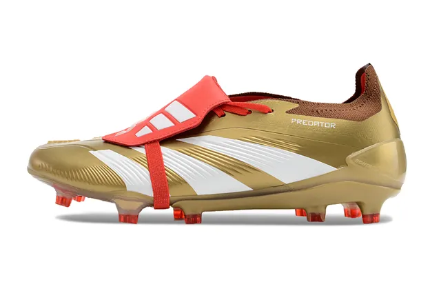 Adidas Predator 金红金属 TPU 鞋面 白色 三条纹 品牌 硬地 足球鞋 7