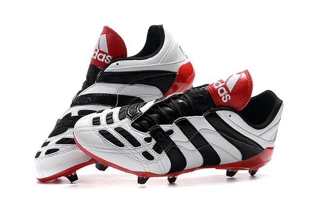 Adidas Predator Sans Lacets Sangle Rouge Noir Blanc Terrain Ferme Chaussures de Football 20