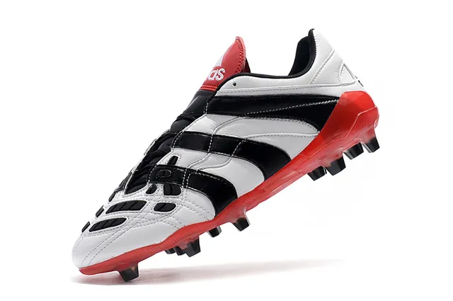 Adidas Predator Sans Lacets Sangle Rouge Noir Blanc Terrain Ferme Chaussures de Football 21