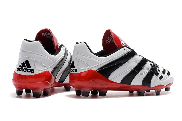 Adidas Predator Sans Lacets Sangle Rouge Noir Blanc Terrain Ferme Chaussures de Football 24