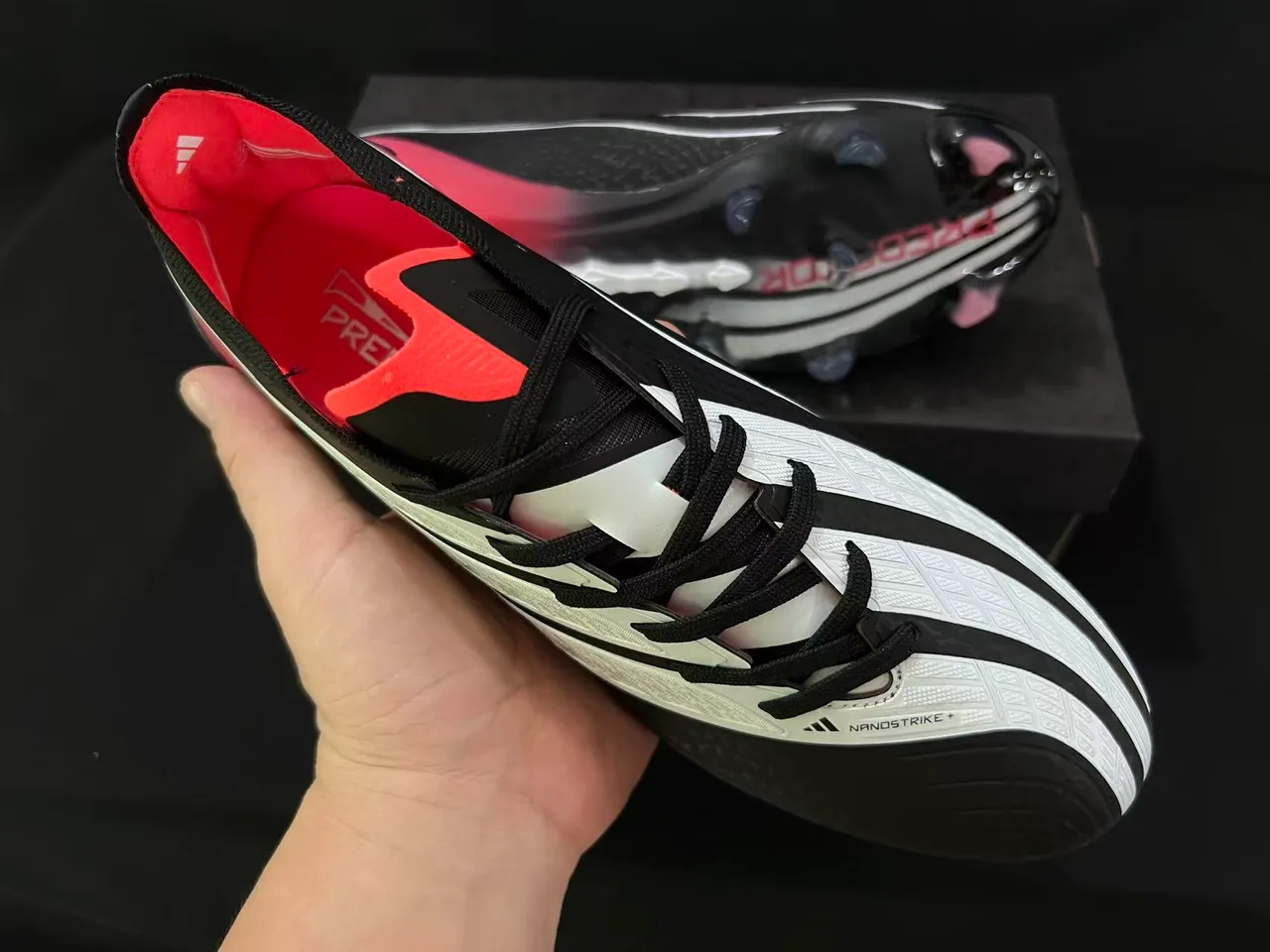 Adidas Predator Nanostrike+ Black White Pink Firm-Ground Soccer Shoes 5