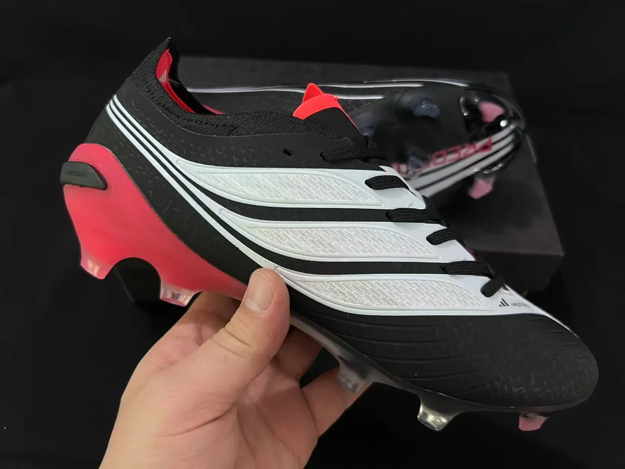 Adidas Predator Nanostrike+ Black White Pink Firm-Ground Soccer Shoes 6