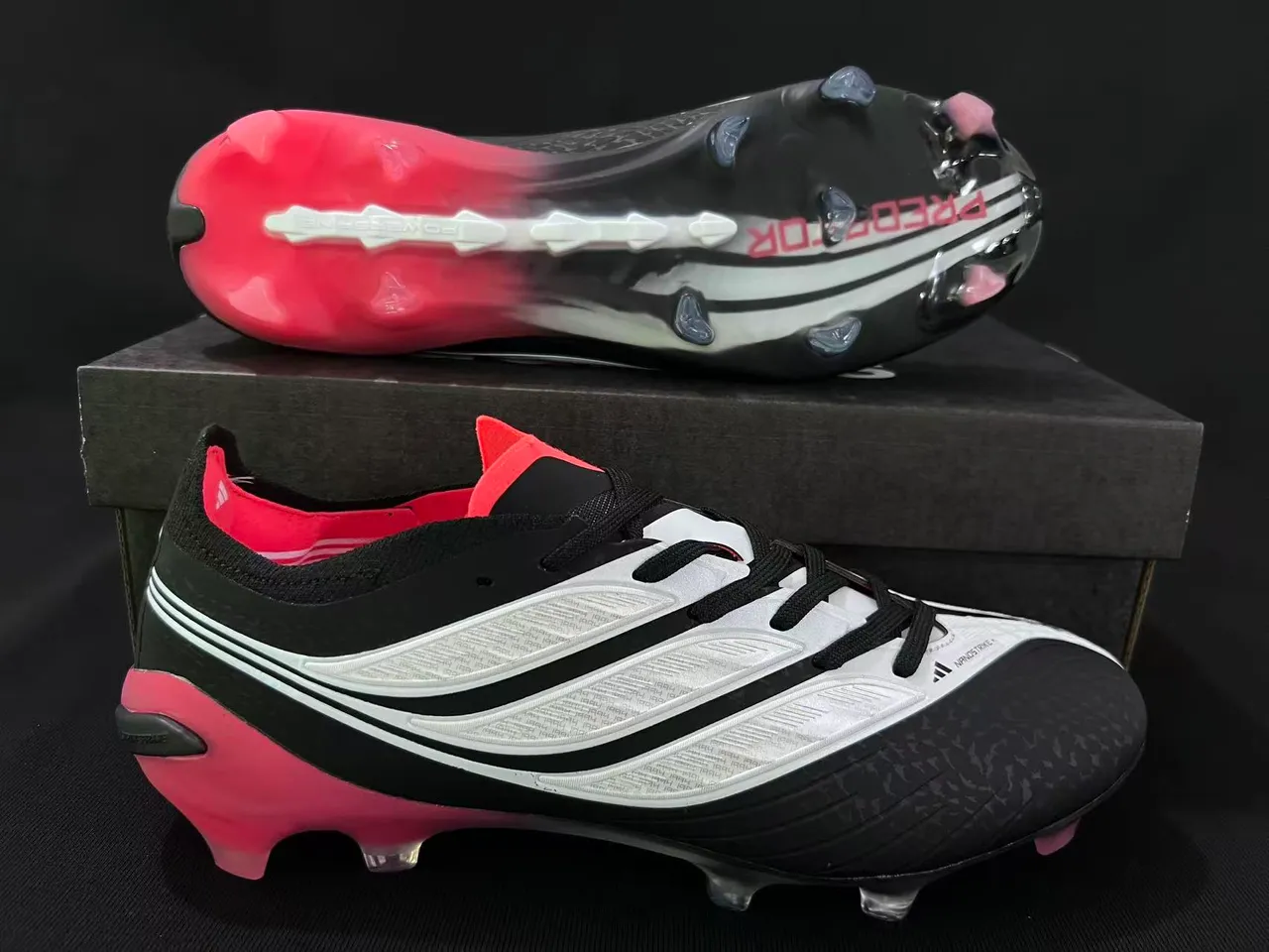 Adidas Predator Nanostrike+ Black White Pink Firm-Ground Soccer Shoes 7