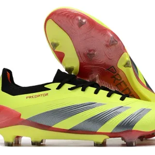 Adidas Predator Neon Yellow Red Silver Firm-Ground Soccer Shoes