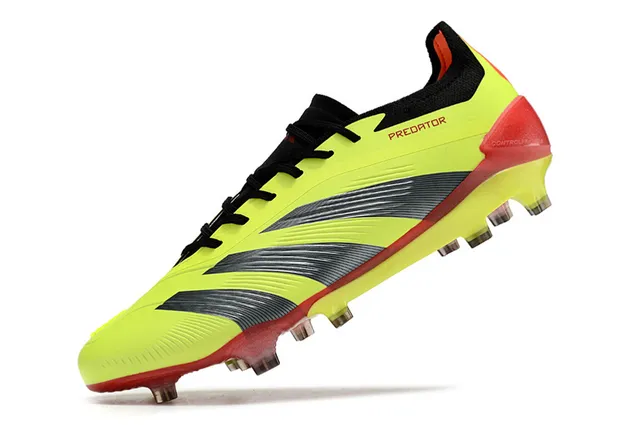 Adidas Predator Neon Yellow Red Silver Firm-Ground Soccer Shoes 3