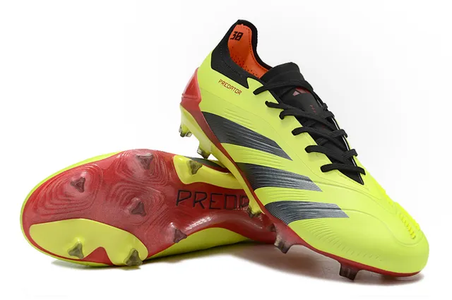 Adidas Predator Neon Yellow Red Silver Firm-Ground Soccer Shoes 4