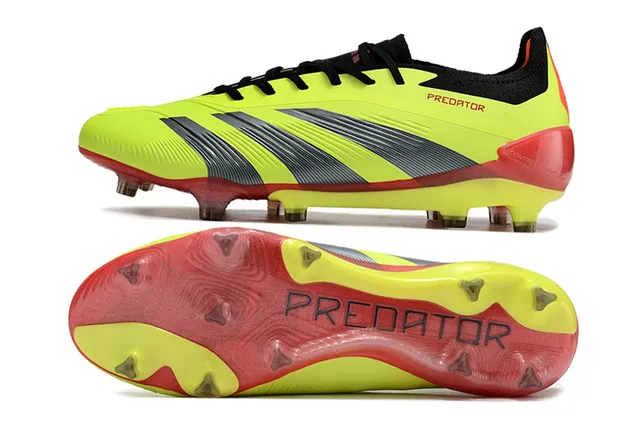 Adidas Predator Neon Yellow Red Silver Firm-Ground Soccer Shoes 6