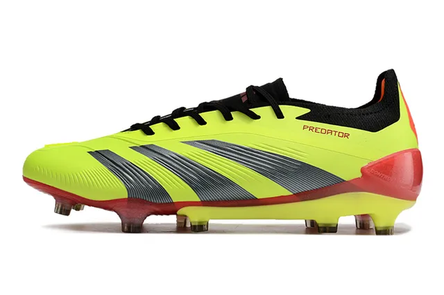 Adidas Predator Neon Yellow Red Silver Firm-Ground Soccer Shoes 7