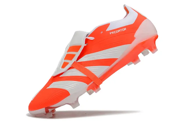 Adidas Predator Orange White Low-Cut Silhouette Cage-Style Strap Closure Firm-Ground Soccer Shoes 3