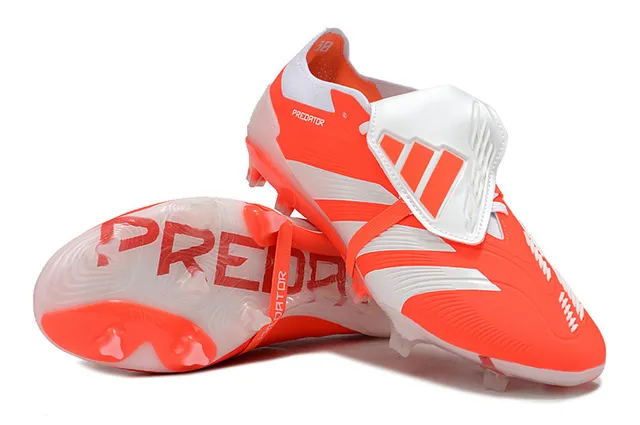 Adidas Predator Orange White Low-Cut Silhouette Cage-Style Strap Closure Firm-Ground Soccer Shoes 4