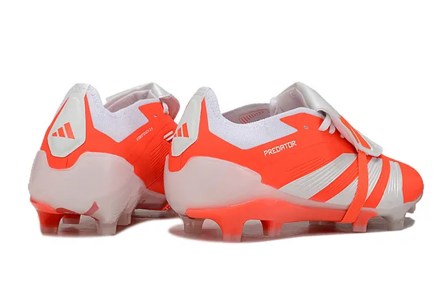 Adidas Predator Orange White Low-Cut Silhouette Cage-Style Strap Closure Firm-Ground Soccer Shoes 5