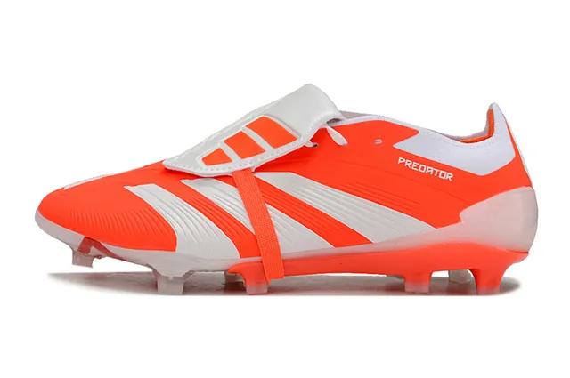 Adidas Predator Orange White Low-Cut Silhouette Cage-Style Strap Closure Firm-Ground Soccer Shoes 7