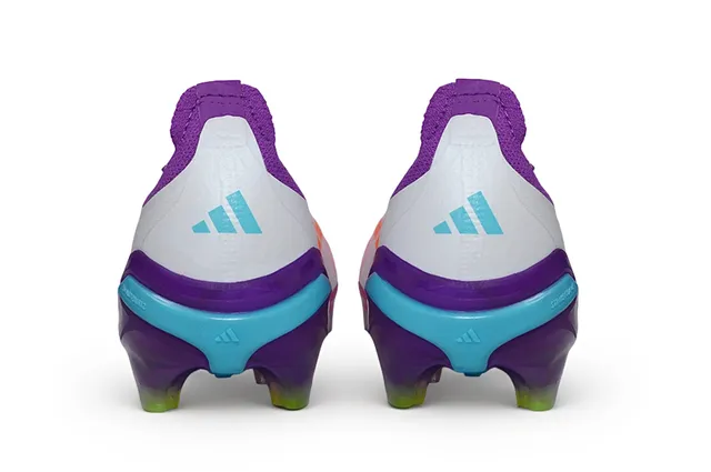 Adidas Predator Pink Purple Sock-Fit Collar Asymmetrical Cyan Stripes Firm-Ground Soccer Shoes 3