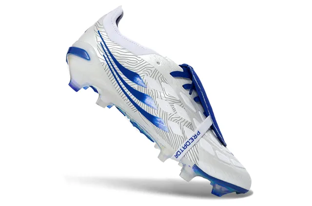 Adidas Predator White Blue Holographic Firm-Ground Soccer Shoes 2