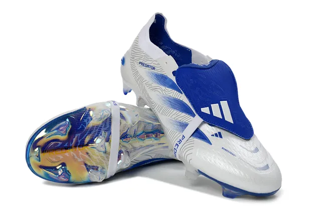 Adidas Predator White Blue Holographic Firm-Ground Soccer Shoes 4