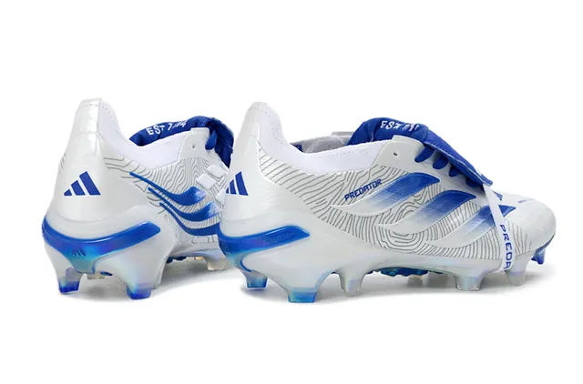 Adidas Predator White Blue Holographic Firm-Ground Soccer Shoes 5