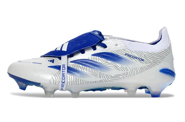 Adidas Predator White Blue Holographic Firm-Ground Soccer Shoes 7