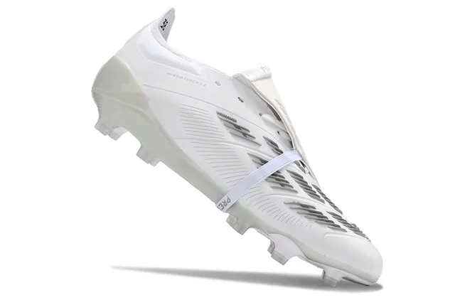 Adidas Predator White Silver Low-Cut Boot Asymmetrical Lace Cover Firm-Ground Soccer Shoes 2