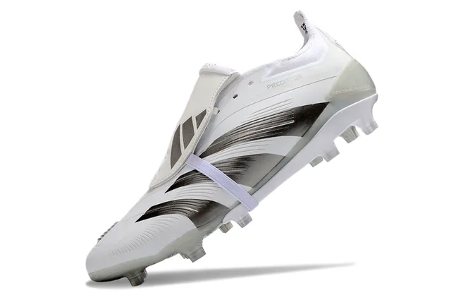 Adidas Predator White Silver Low-Cut Boot Asymmetrical Lace Cover Firm-Ground Soccer Shoes 3