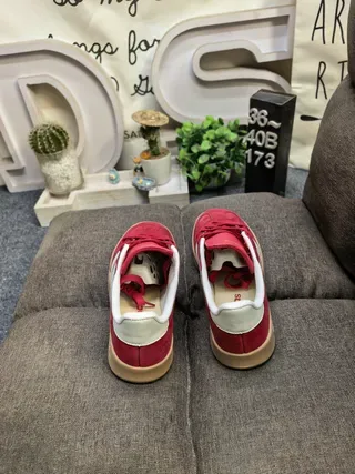 Adidas Red Beige Suede Upper Three-Stripe Side Panel Lifestyle Sneakers 8