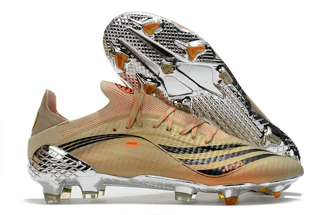 Adidas Red Gold Chaussures de football à coupe basse avec empeine synthétique, cage métallique et semelle pour terrain ferme 2