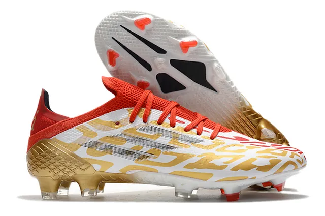 Adidas Red Gold Chaussures de football à coupe basse avec empeine synthétique, cage métallique et semelle pour terrain ferme 19