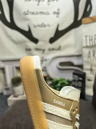 Adidas Samba Beige and White Mesh Mule Loafers 3