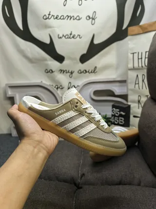 Adidas Samba Beige and White Mesh Mule Loafers 5