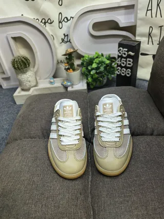 Adidas Samba Beige and White Mesh Mule Loafers 10