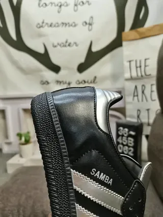 Adidas Samba Black and Silver Metallic Lifestyle Sneakers 4